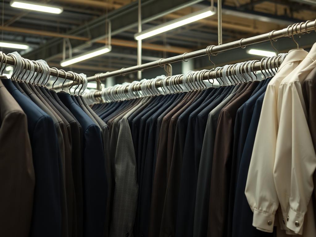 Restpartijen kleding in het magazijn