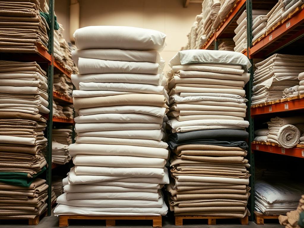 Restpartijen woningtextiel in het magazijn